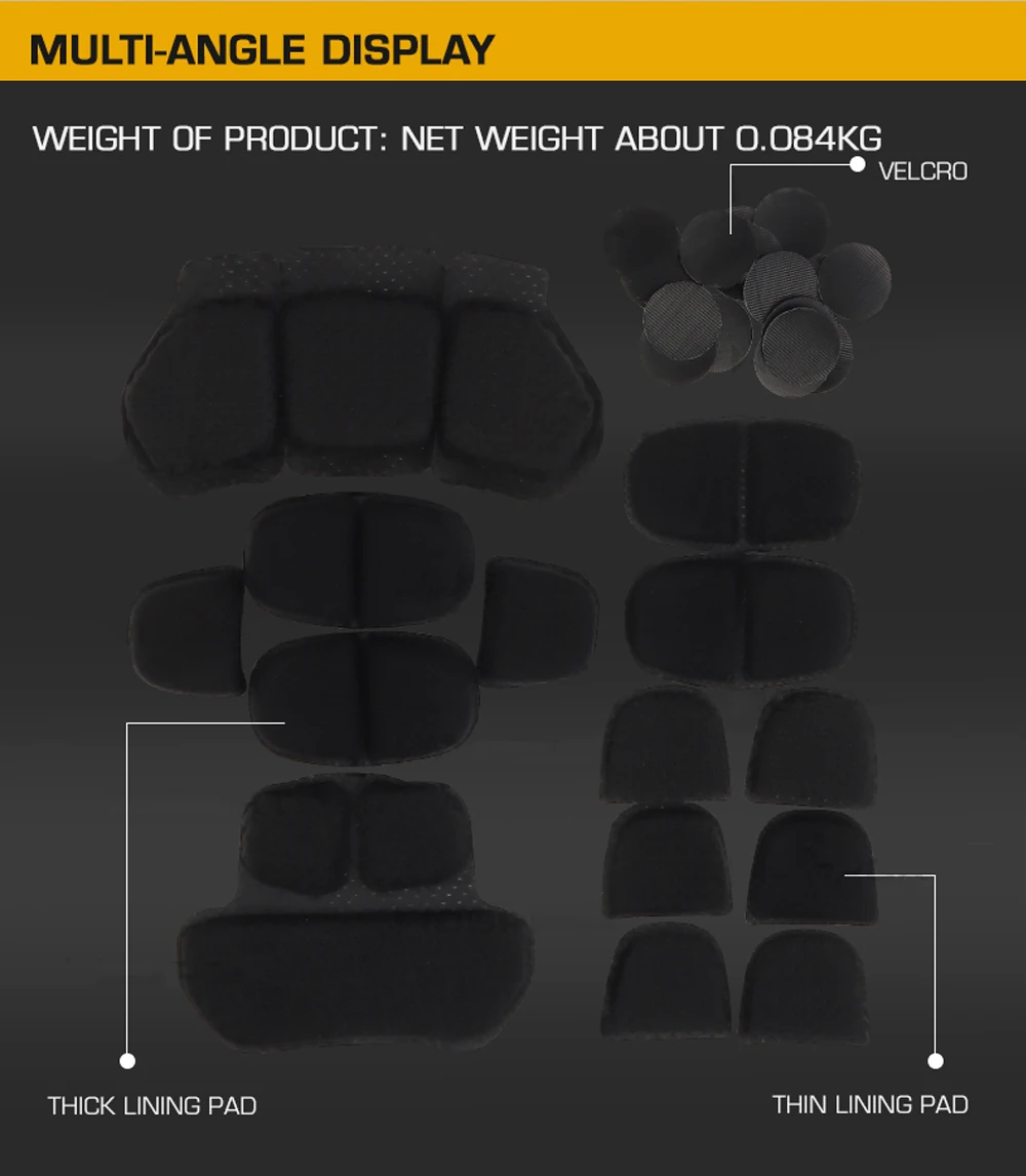 Helmet Inner Padding Kit Tactical Helmet Soft Breathable Protective Pad Memory Foam Pads M-LOCK Fast High Cut Helmet Accessories