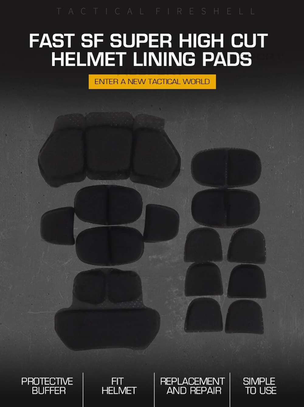 Helmet Inner Padding Kit Tactical Helmet Soft Breathable Protective Pad Memory Foam Pads M-LOCK Fast High Cut Helmet Accessories