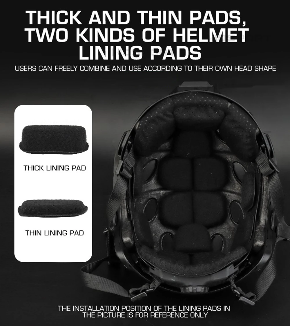 Helmet Inner Padding Kit Tactical Helmet Soft Breathable Protective Pad Memory Foam Pads M-LOCK Fast High Cut Helmet Accessories