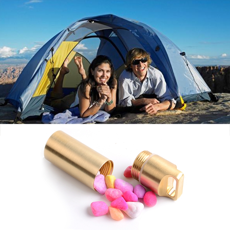EDC Brass Waterproof Capsule Container Seal Bottle Box First Aid Pill Tank Case Drop Shipping