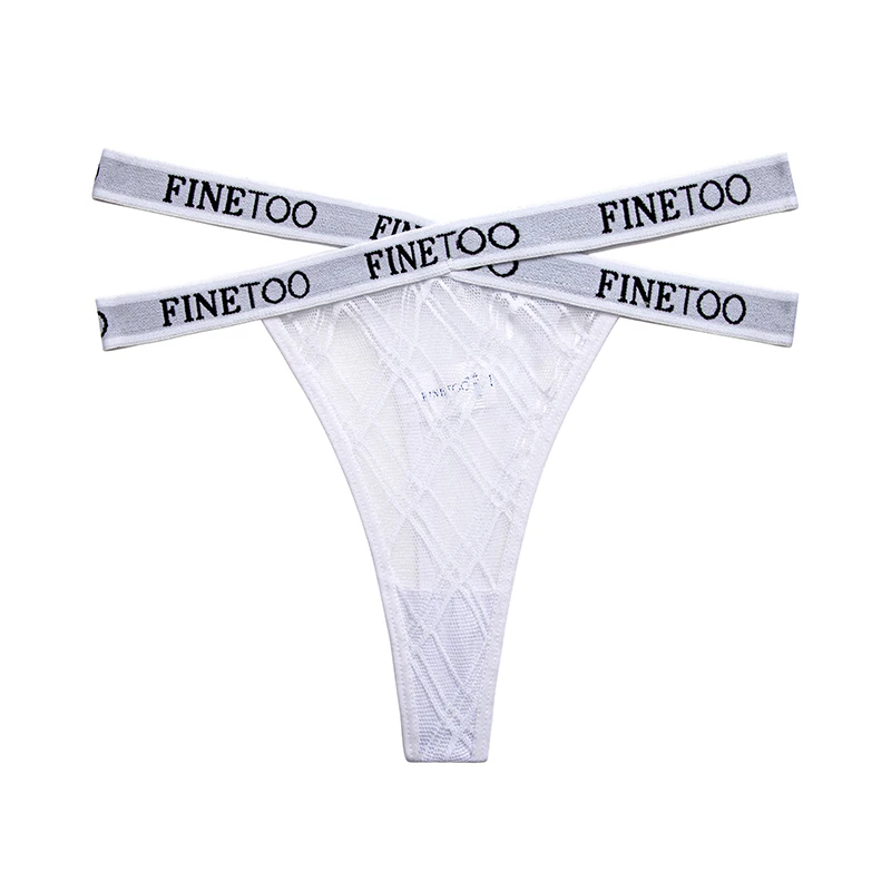 Sexy Mesh G-string Panties Women FINETOO Letter Cross Female Underpants Thongs Pantys Underwear Women Intimates M-XL