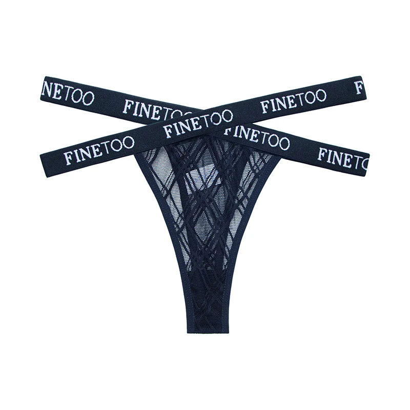 Sexy Mesh G-string Panties Women FINETOO Letter Cross Female Underpants Thongs Pantys Underwear Women Intimates M-XL