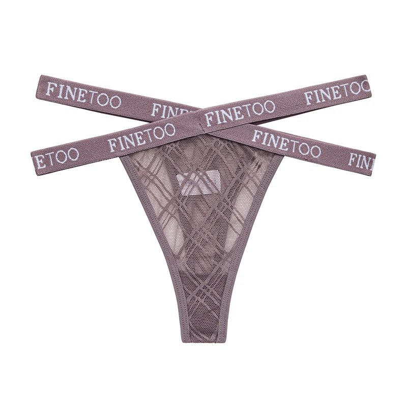 Sexy Mesh G-string Panties Women FINETOO Letter Cross Female Underpants Thongs Pantys Underwear Women Intimates M-XL