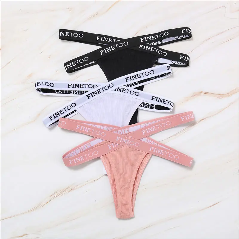 Sexy Mesh G-string Panties Women FINETOO Letter Cross Female Underpants Thongs Pantys Underwear Women Intimates M-XL