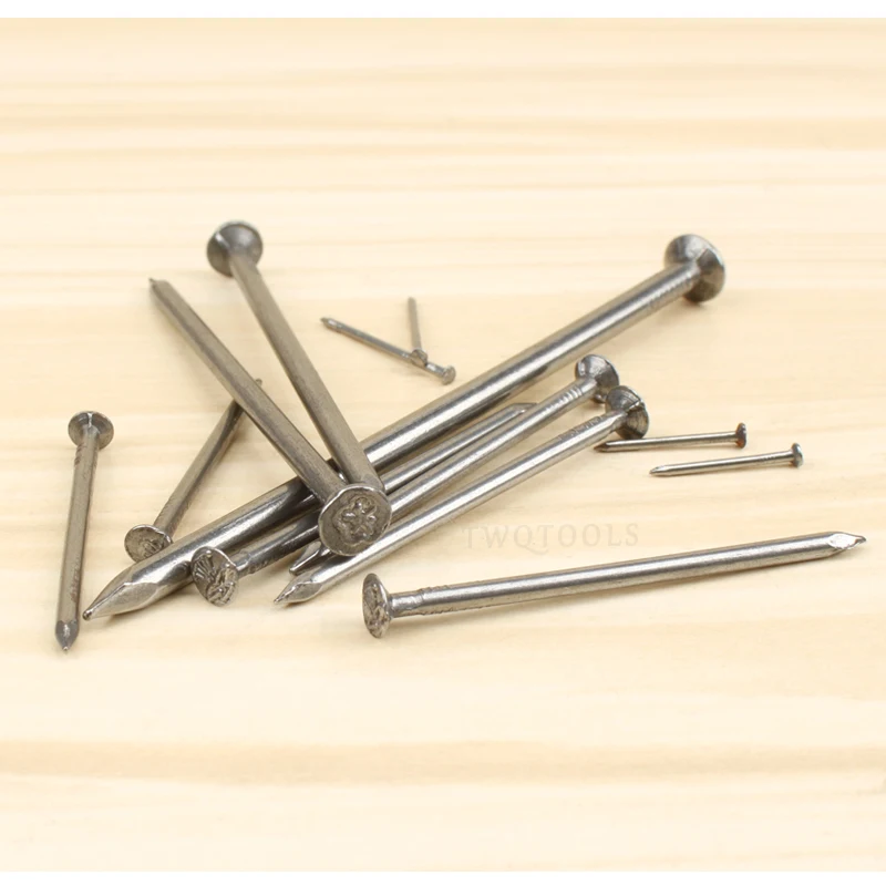 5-500PCS Wood Nails Flat Round Head Carbon Steel Decorative Furniture Hardware Wire Nail 16mm-100mm Length
