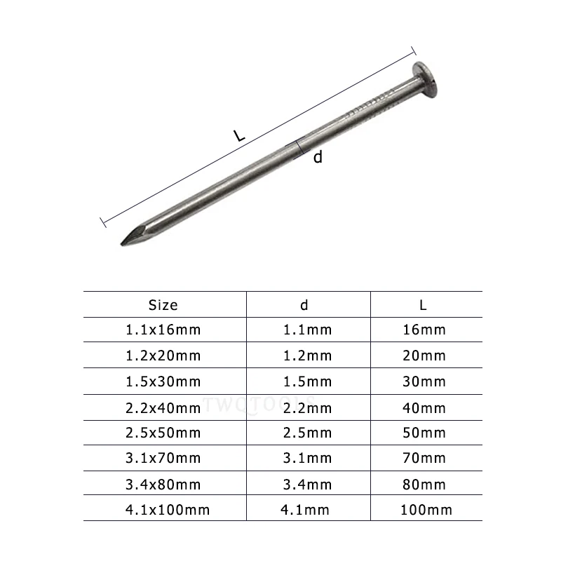 5-500PCS Wood Nails Flat Round Head Carbon Steel Decorative Furniture Hardware Wire Nail 16mm-100mm Length