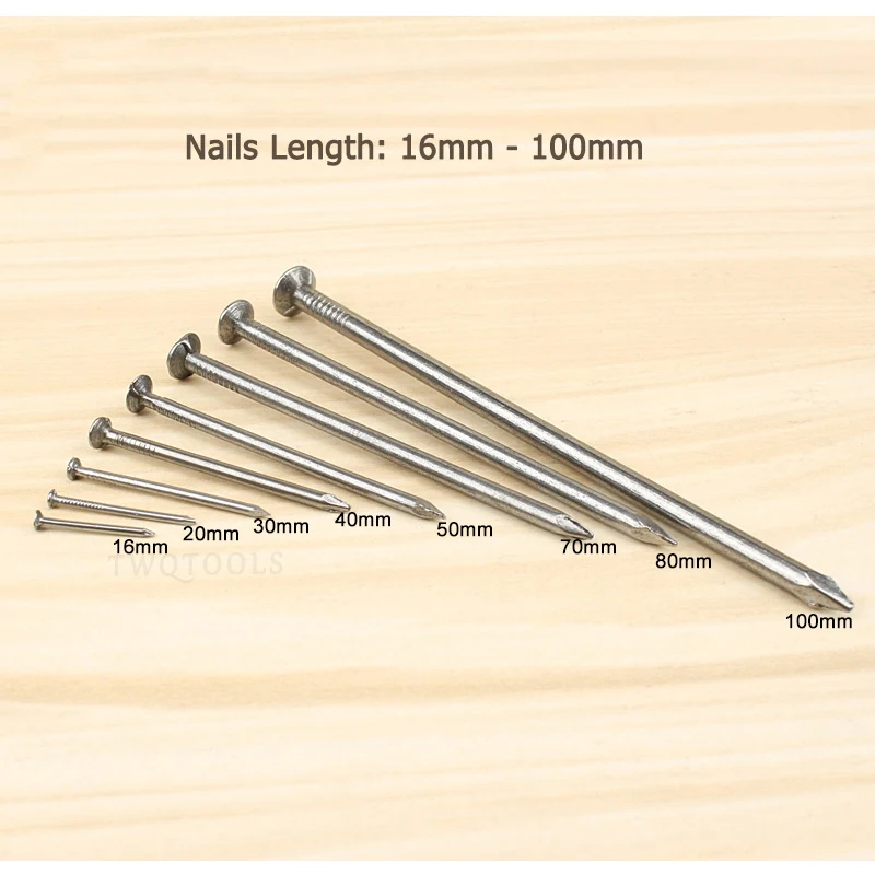5-500PCS Wood Nails Flat Round Head Carbon Steel Decorative Furniture Hardware Wire Nail 16mm-100mm Length
