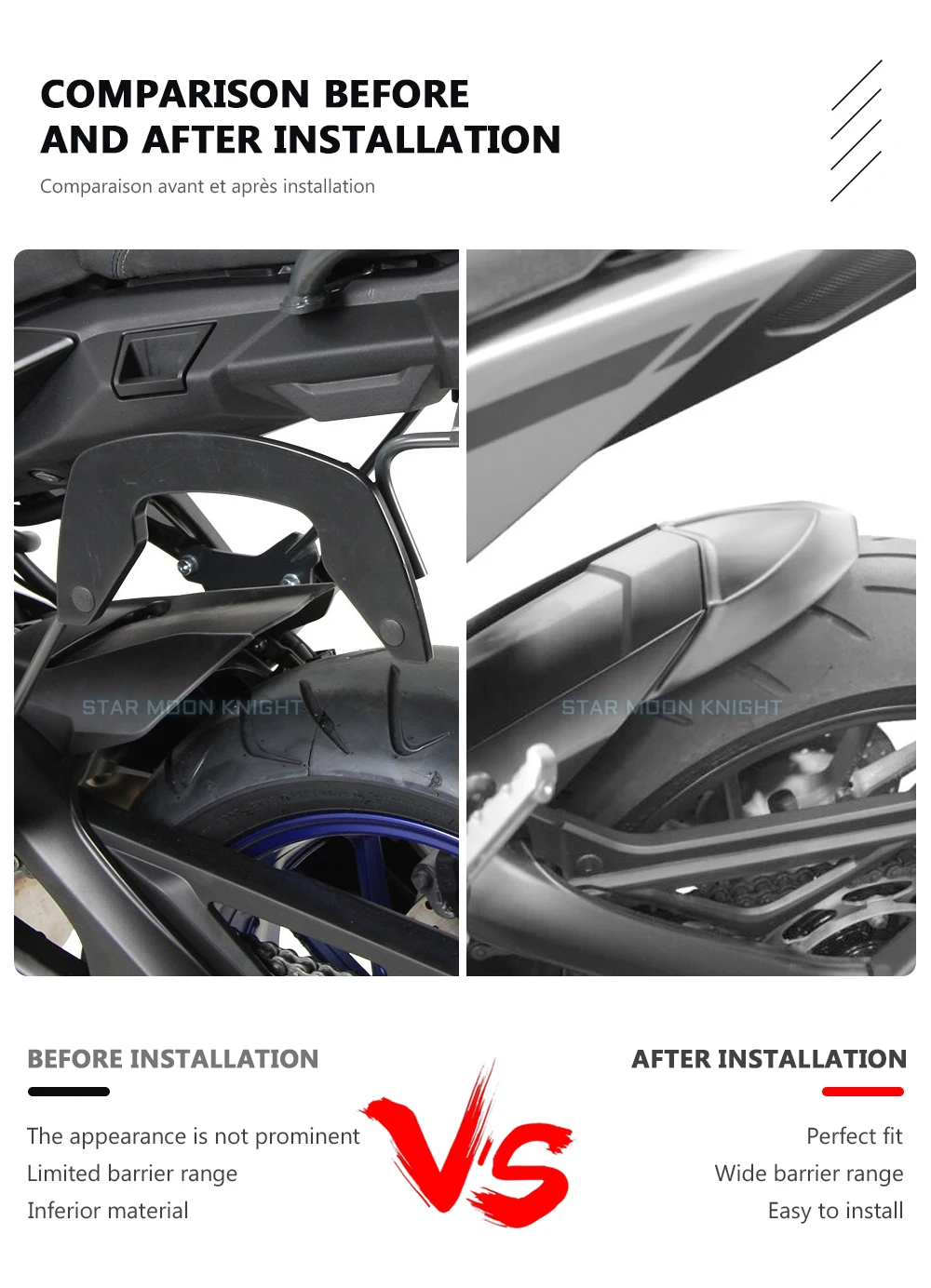 For YAMAHA MT09 MT 09 FZ-09 FZ09 Tracer 900 XSR 900 Motorcycle Accessories Rear Mudguard Fender Extender Hugger Extension