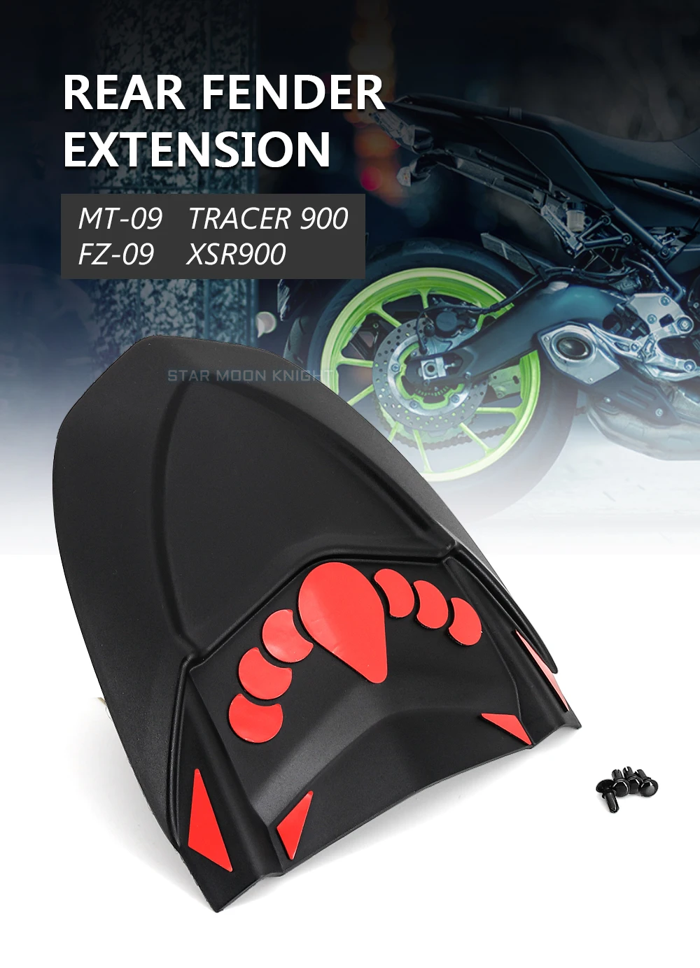 For YAMAHA MT09 MT 09 FZ-09 FZ09 Tracer 900 XSR 900 Motorcycle Accessories Rear Mudguard Fender Extender Hugger Extension