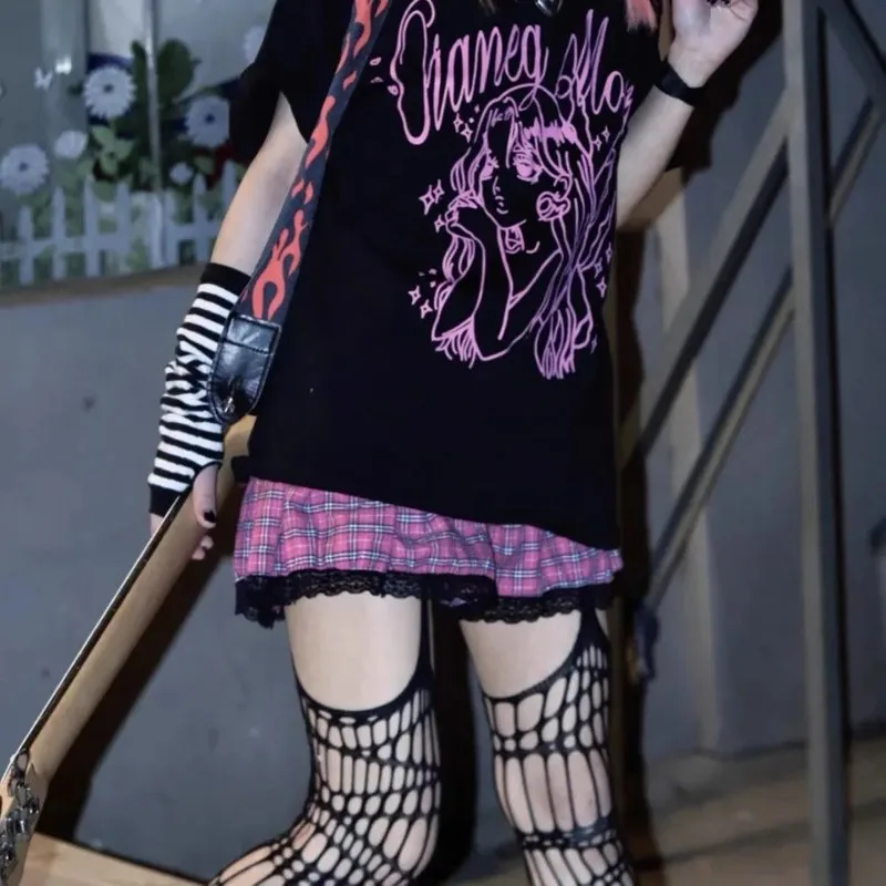Lolita Gothic Girls Hollow Out Fishnet Stockings Women Fashion Halloween Black Tights Garter Over Knee Socks Sheer Pantyhose