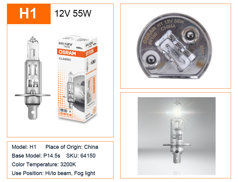 OSRAM Original H1 H4 H3 H7 12V 55W 65W 100W Yellow Light Standard Lamp 3200K Headlight Fog Lamp Car Halogen Bulb OEM Quality 1X