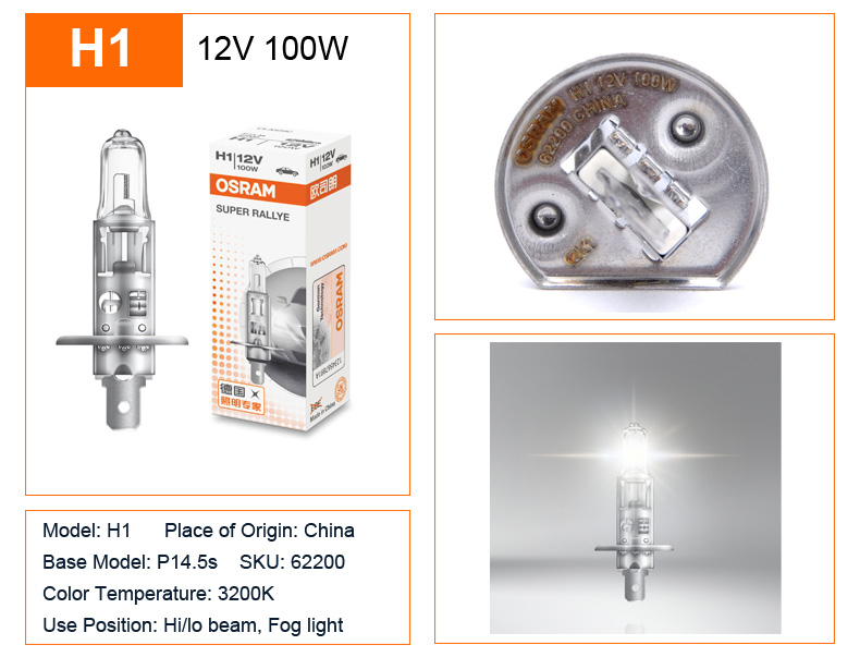 OSRAM Original H1 H4 H3 H7 12V 55W 65W 100W Yellow Light Standard Lamp 3200K Headlight Fog Lamp Car Halogen Bulb OEM Quality 1X