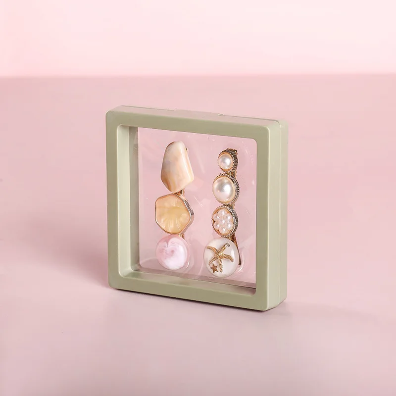 10pcs/lot Plastic Jewelry Box Transparent Stands 3D Pink Yellow Colorful Picture Frame PE Membrane Floating Display Case Holder