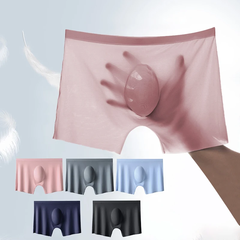 2Pcs Men Panties Mens Ice Silk Boxers Seamless Sexy Underwear Man Ultra-thin Breathable Boxer Shorts Male Underpants Boxershorts