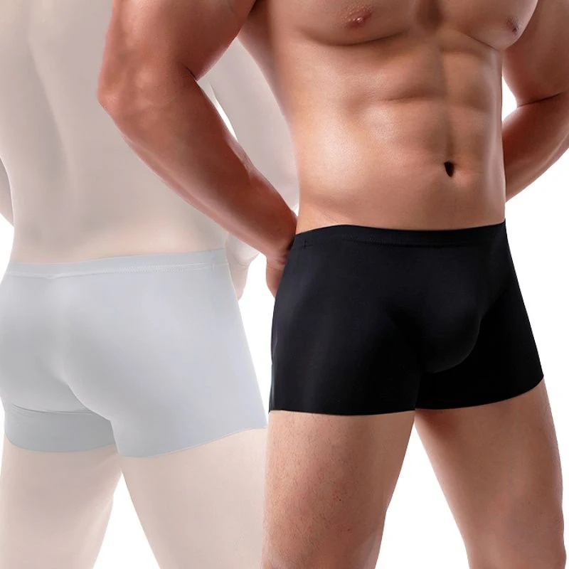 2Pcs Men Panties Mens Ice Silk Boxers Seamless Sexy Underwear Man Ultra-thin Breathable Boxer Shorts Male Underpants Boxershorts