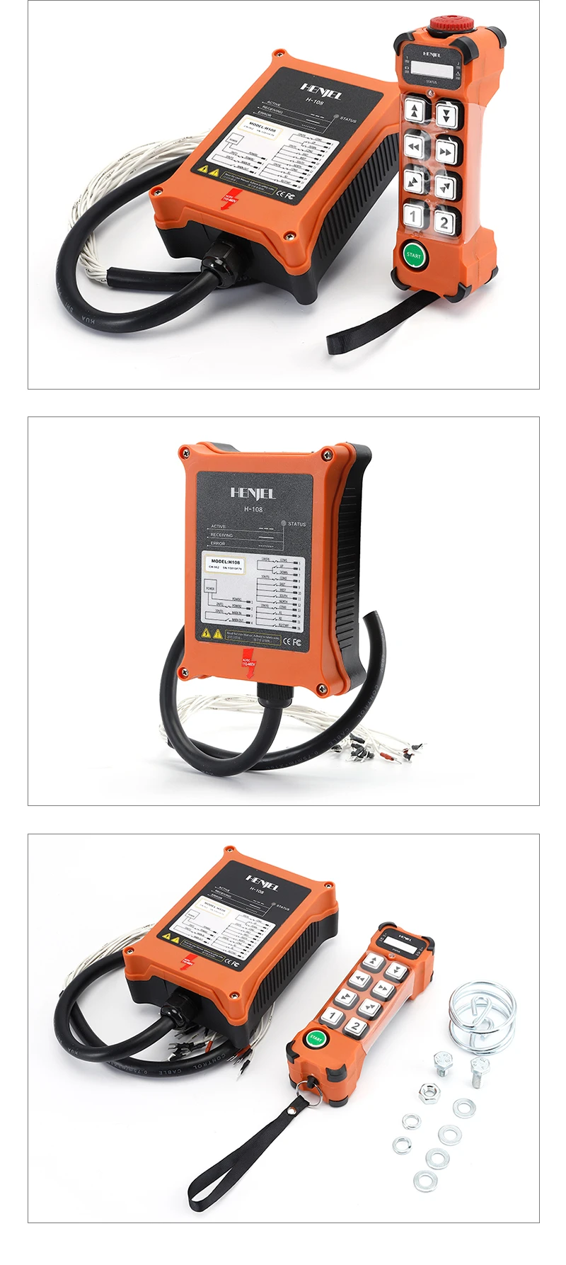 HENJEL H108 Industrial remote control car tail aircraft crane lifting remote control 8 key single speed wireless remote control