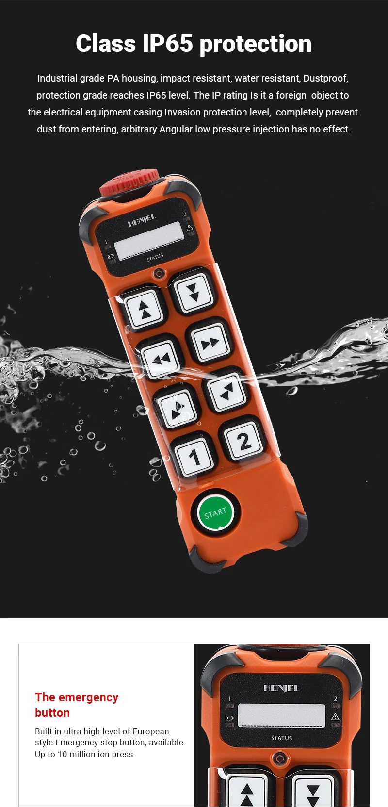 HENJEL H108 Industrial remote control car tail aircraft crane lifting remote control 8 key single speed wireless remote control