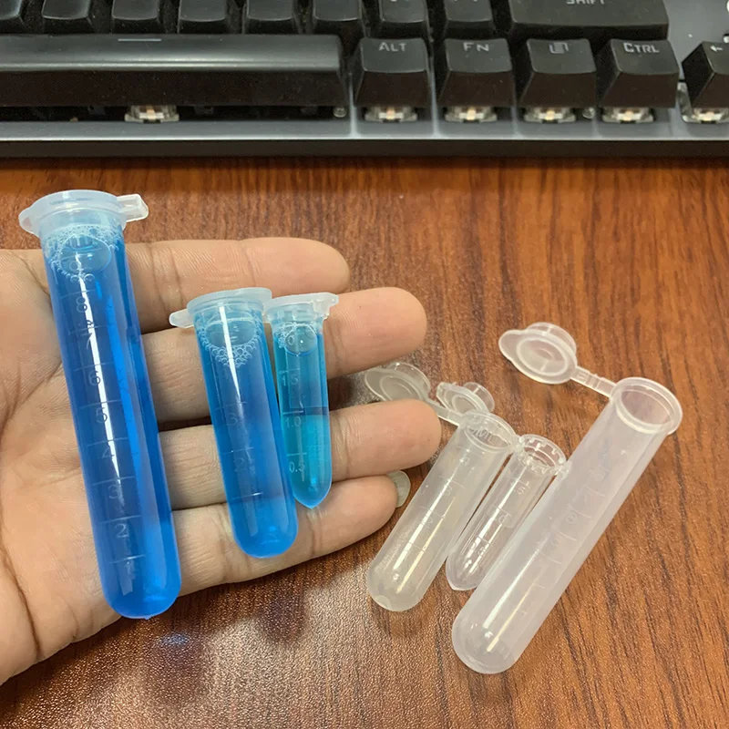 10PCS 2ML/5ML/10ML Laboratory Supplies Sample Transparent Micro Plastic Centrifuge Tube Test Tube Clip Laboratory Container Lid