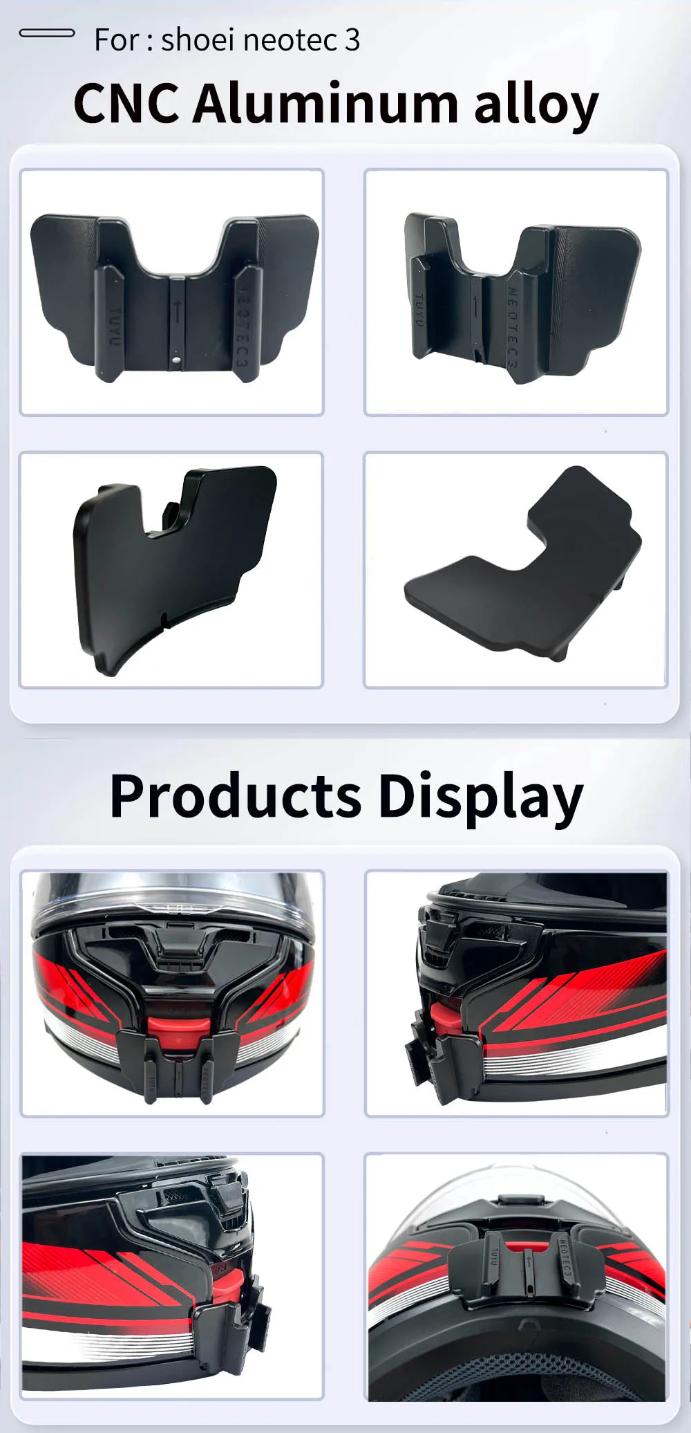 TUYU For SHOEI Hornet ADV GT Air 2 X15 X14 Z8 Z7 Customized CNC Aluminium Helmet Chin Mount for GoPro Insta360 DJI Accessories