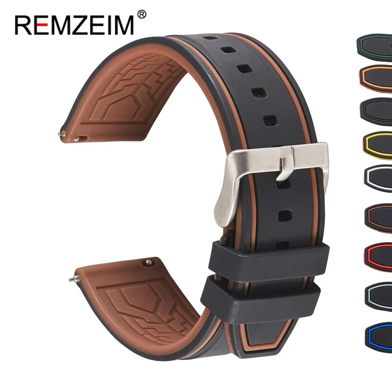 Premium Silicone Watch Band Quick Release Rubber Watch Strap 20mm 22mm 24mm Watch Strap Watch Replacement Watchband Green