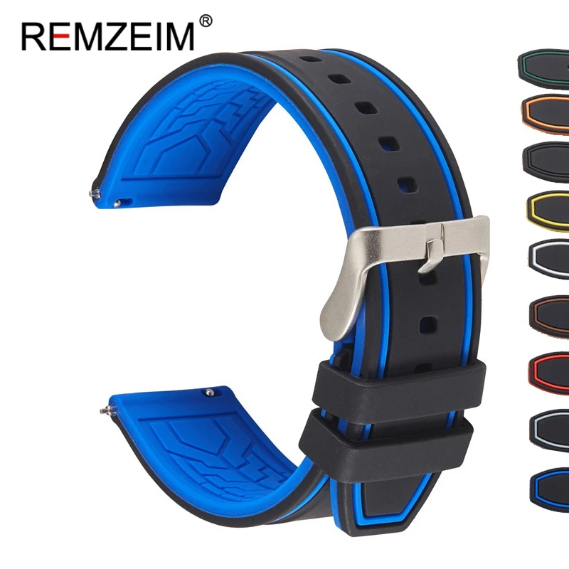 Premium Silicone Watch Band Quick Release Rubber Watch Strap 20mm 22mm 24mm Watch Strap Watch Replacement Watchband Green