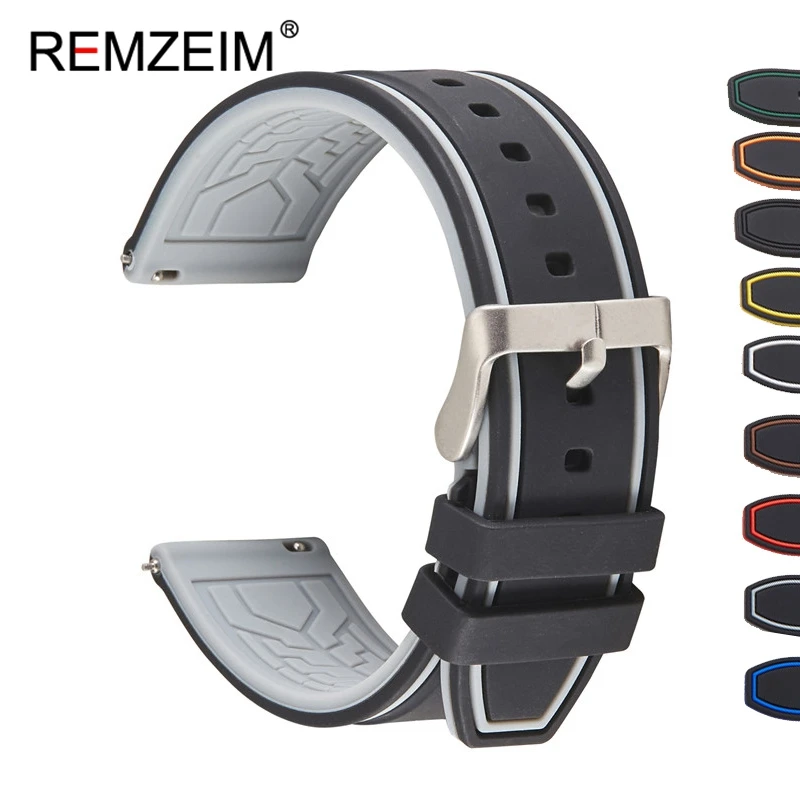 Premium Silicone Watch Band Quick Release Rubber Watch Strap 20mm 22mm 24mm Watch Strap Watch Replacement Watchband Green