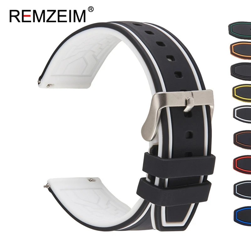 Premium Silicone Watch Band Quick Release Rubber Watch Strap 20mm 22mm 24mm Watch Strap Watch Replacement Watchband Green