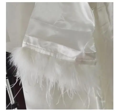 Women FEATHER Bride Bridesmaid Wedding Robe Satin Kimono Bathrobe Gown Nightwear Embroidery Letter Nightgown V-Neck Lingerie