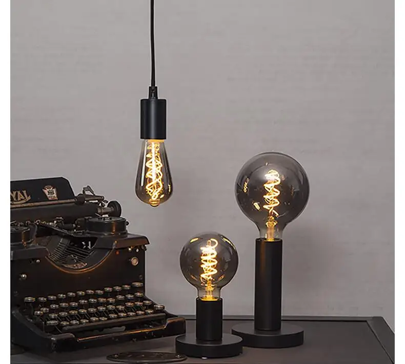 LED ST64 G95 G125 4W 8W Dimmable E27 220V 110V Smoky Gray 2700K GSpiral Filament Bulb Retro Vintage Decorative Light Edison Lamp