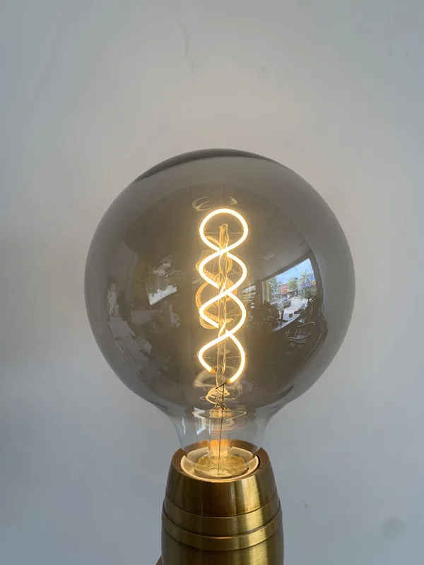 LED ST64 G95 G125 4W 8W Dimmable E27 220V 110V Smoky Gray 2700K GSpiral Filament Bulb Retro Vintage Decorative Light Edison Lamp