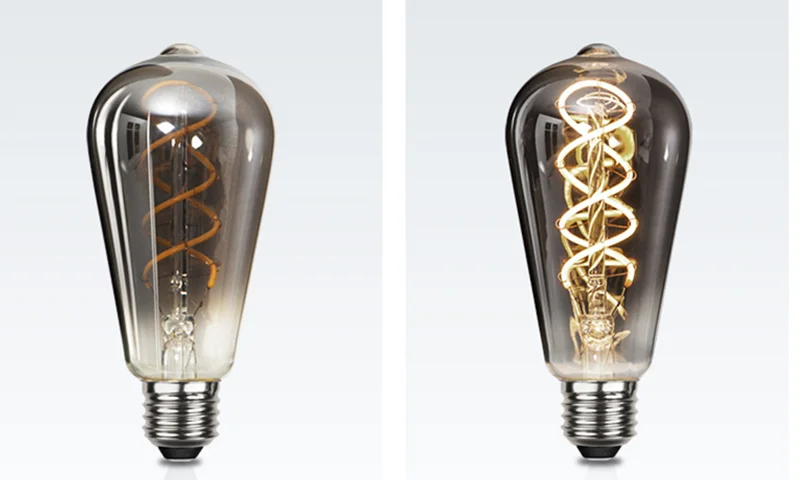 LED ST64 G95 G125 4W 8W Dimmable E27 220V 110V Smoky Gray 2700K GSpiral Filament Bulb Retro Vintage Decorative Light Edison Lamp