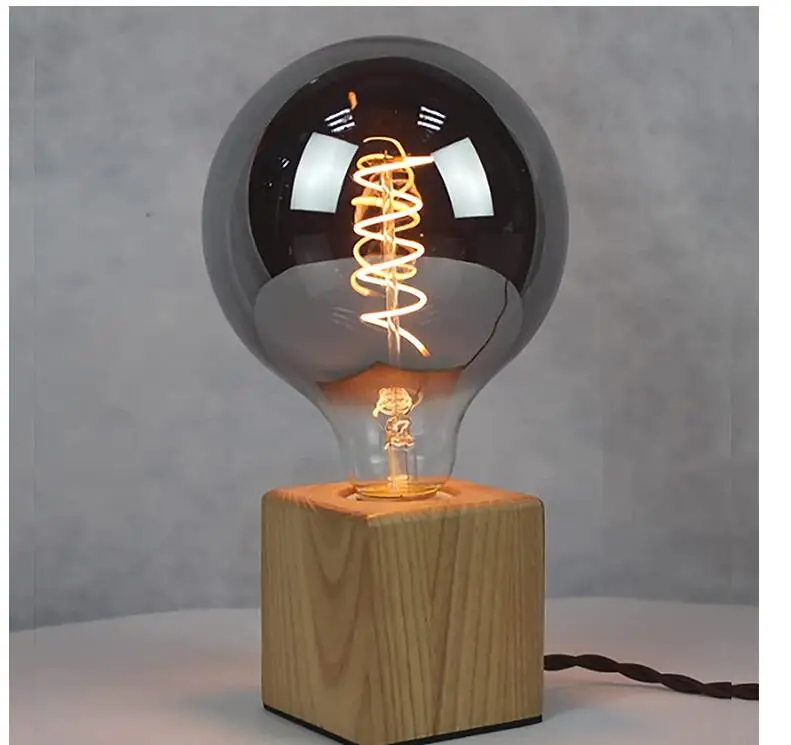 LED ST64 G95 G125 4W 8W Dimmable E27 220V 110V Smoky Gray 2700K GSpiral Filament Bulb Retro Vintage Decorative Light Edison Lamp