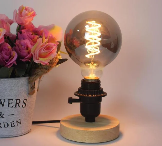 LED ST64 G95 G125 4W 8W Dimmable E27 220V 110V Smoky Gray 2700K GSpiral Filament Bulb Retro Vintage Decorative Light Edison Lamp