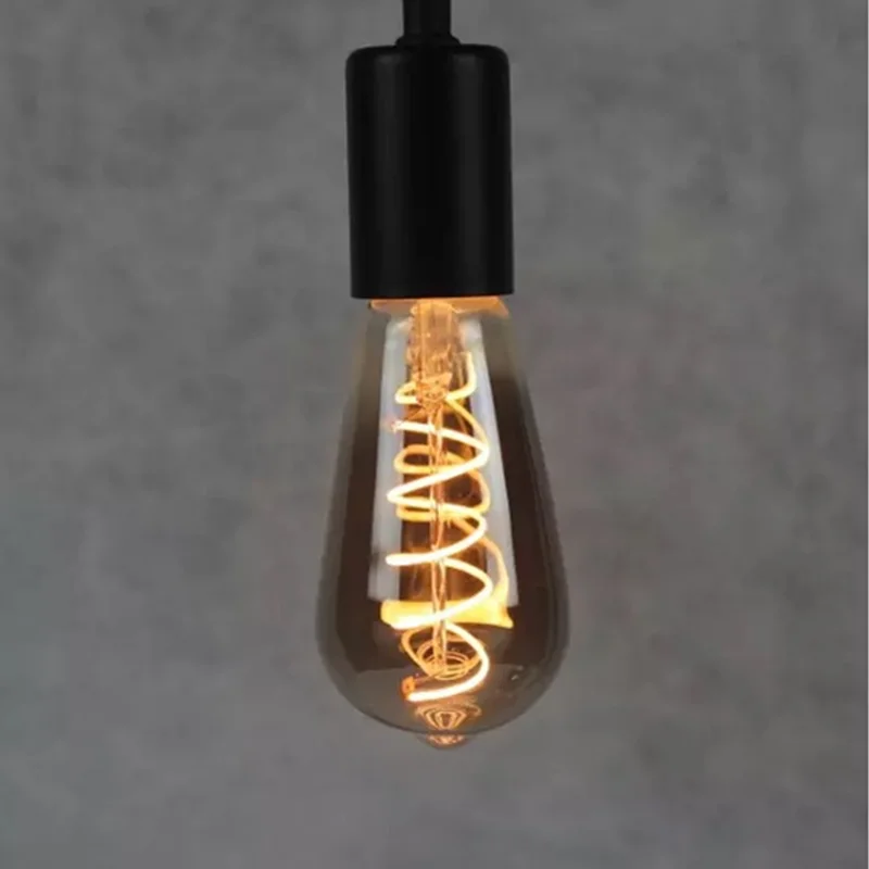 LED ST64 G95 G125 4W 8W Dimmable E27 220V 110V Smoky Gray 2700K GSpiral Filament Bulb Retro Vintage Decorative Light Edison Lamp