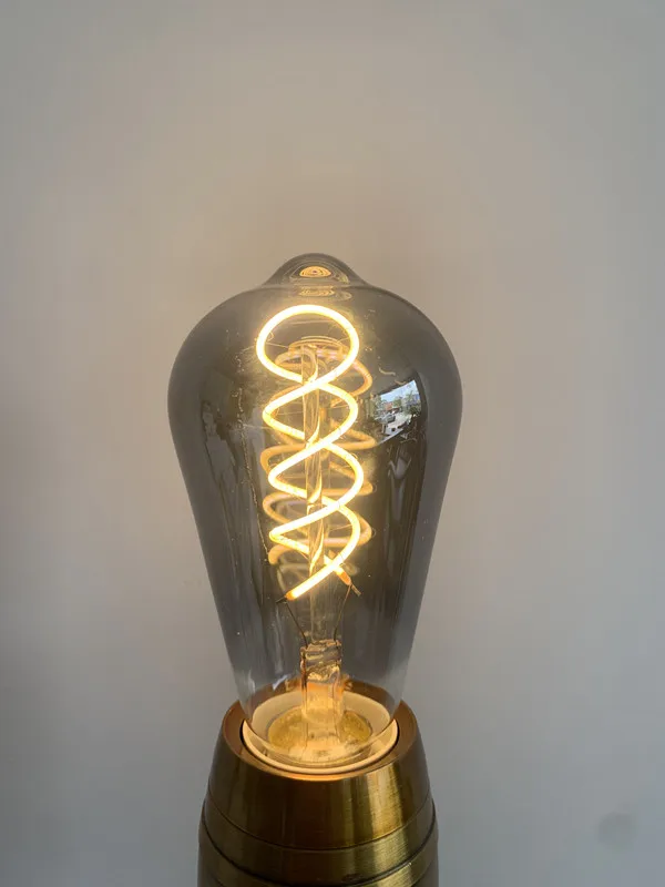 LED ST64 G95 G125 4W 8W Dimmable E27 220V 110V Smoky Gray 2700K GSpiral Filament Bulb Retro Vintage Decorative Light Edison Lamp
