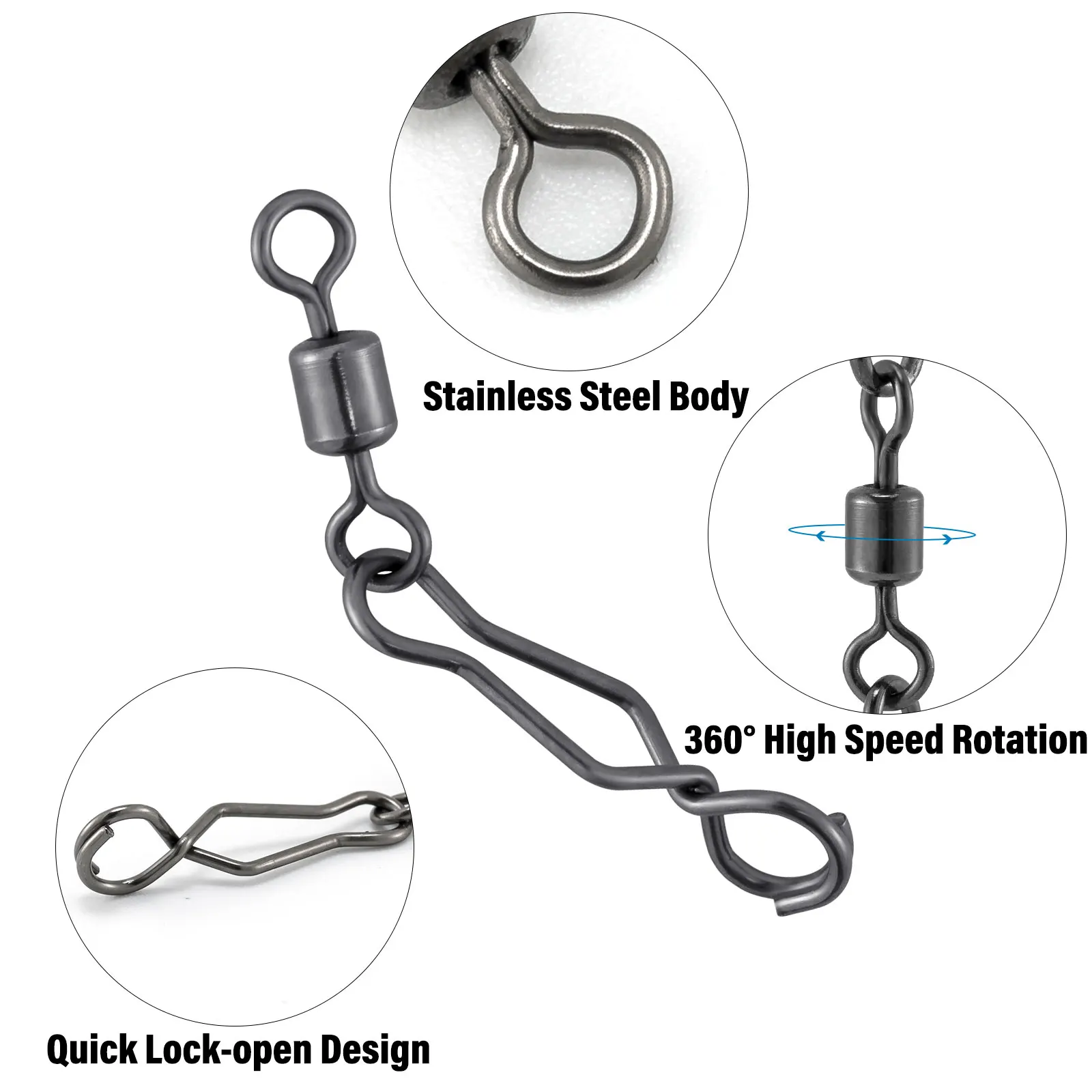 20/40pcs Quick Change Fishing Speed Clips Fishing Snap High Strength Stainless Steel Saltwater for Barrel Swivel Lure Hook