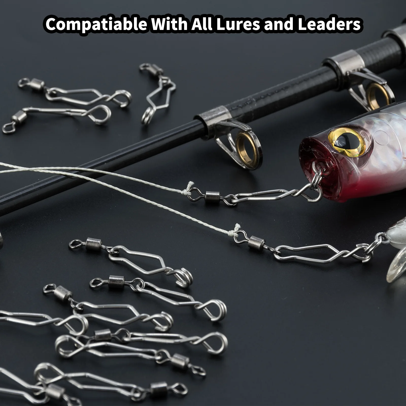 20/40pcs Quick Change Fishing Speed Clips Fishing Snap High Strength Stainless Steel Saltwater for Barrel Swivel Lure Hook