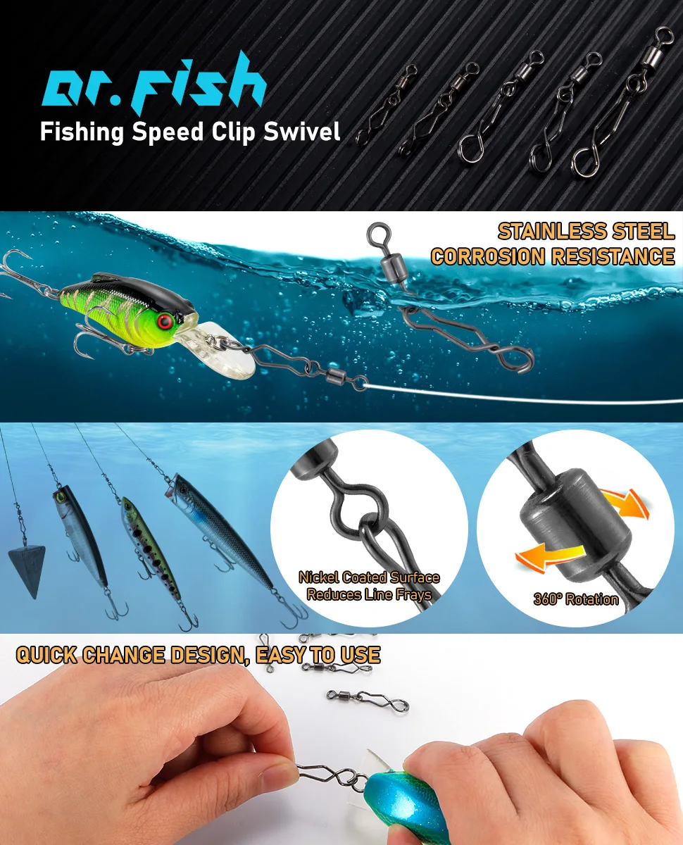 20/40pcs Quick Change Fishing Speed Clips Fishing Snap High Strength Stainless Steel Saltwater for Barrel Swivel Lure Hook