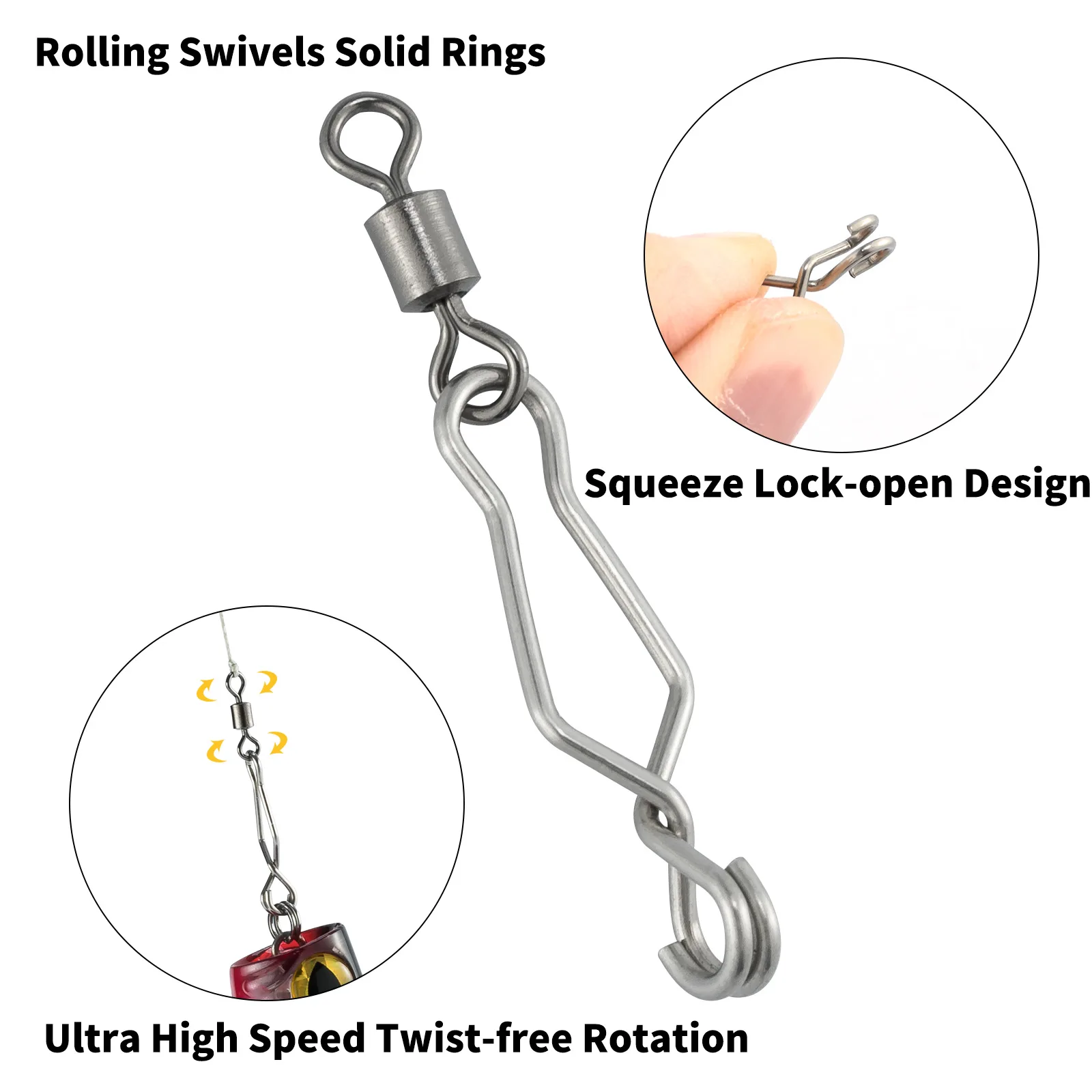 20/40pcs Quick Change Fishing Speed Clips Fishing Snap High Strength Stainless Steel Saltwater for Barrel Swivel Lure Hook