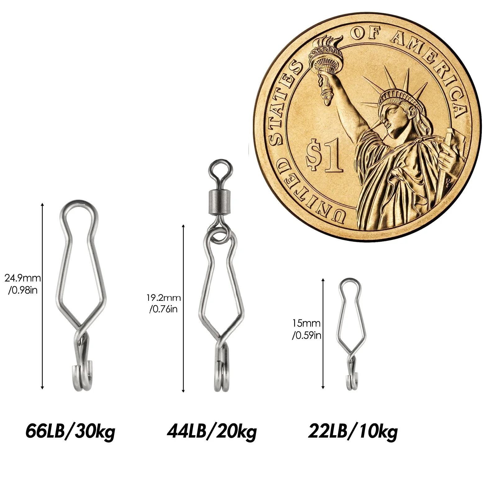 20/40pcs Quick Change Fishing Speed Clips Fishing Snap High Strength Stainless Steel Saltwater for Barrel Swivel Lure Hook