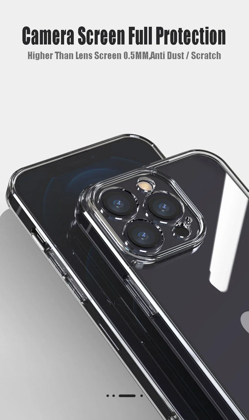 Transparent Tempered Glass Phone Case For iPhone 16 15 14 13 12Mini 11 Pro Max Plus XR XS 7 8 Shockproof Bumper Hard Clear Cover