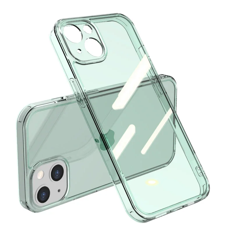 Transparent Tempered Glass Phone Case For iPhone 16 15 14 13 12Mini 11 Pro Max Plus XR XS 7 8 Shockproof Bumper Hard Clear Cover
