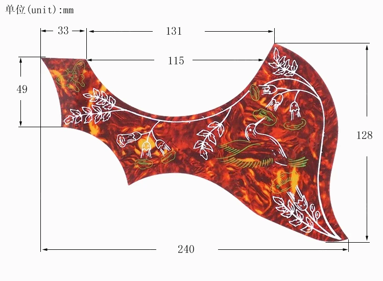 Left and Right Handed Folk Acoustic Guitar Pickguard 40' 41' Hummingbird Flower Decorative Pattern Anti-scratch Plate