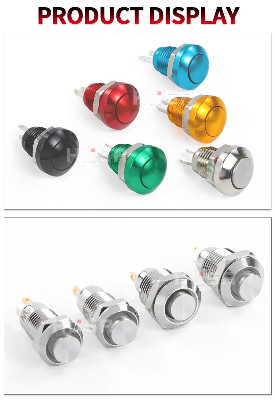 8 10 12 16 mm Waterproof Metal Push Button Switch LED Light Self-locking/Latching Self-reset 3 6 12 24 110 220V high head