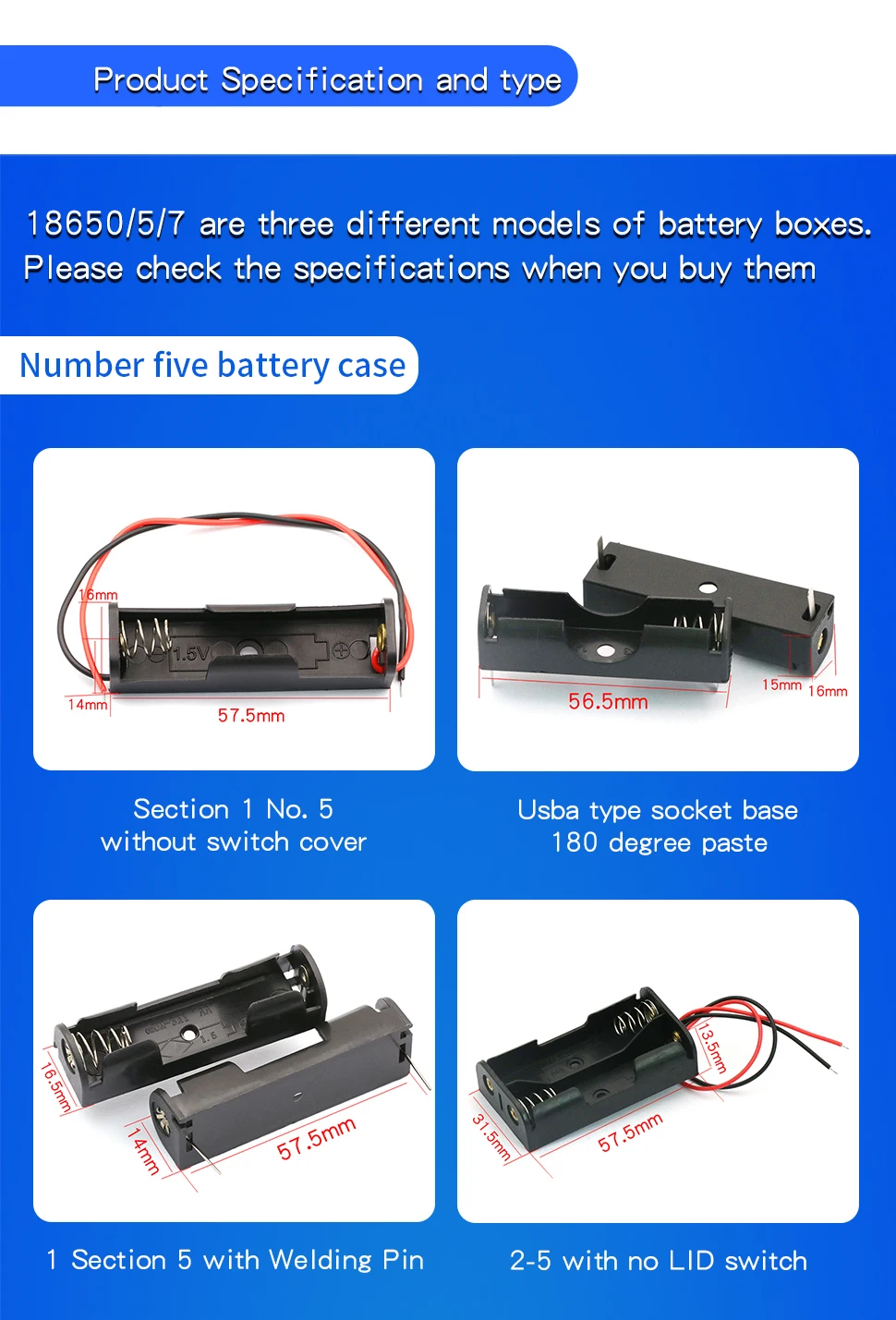 1PCS 1 2 3 4 5 6 Way Battery Box No. 5 Slots Battery Holder For 1/2/3/4/8 X Box Holder Without Switch Cover