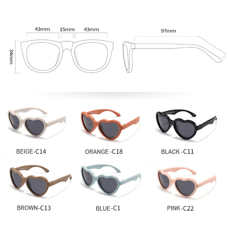 Fashion Heart Shaped Sunglasses Baby Girl Polarized UV Protection Toddler Shades 0-24 Months