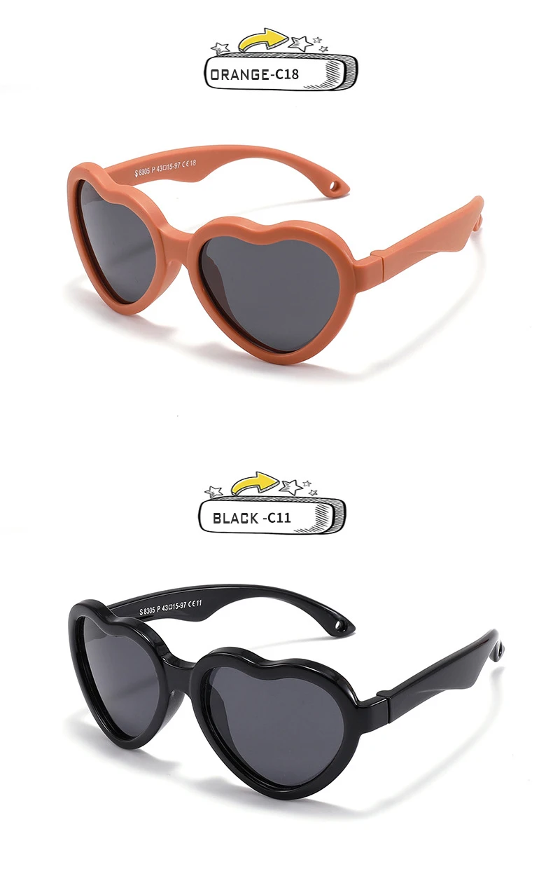Fashion Heart Shaped Sunglasses Baby Girl Polarized UV Protection Toddler Shades 0-24 Months