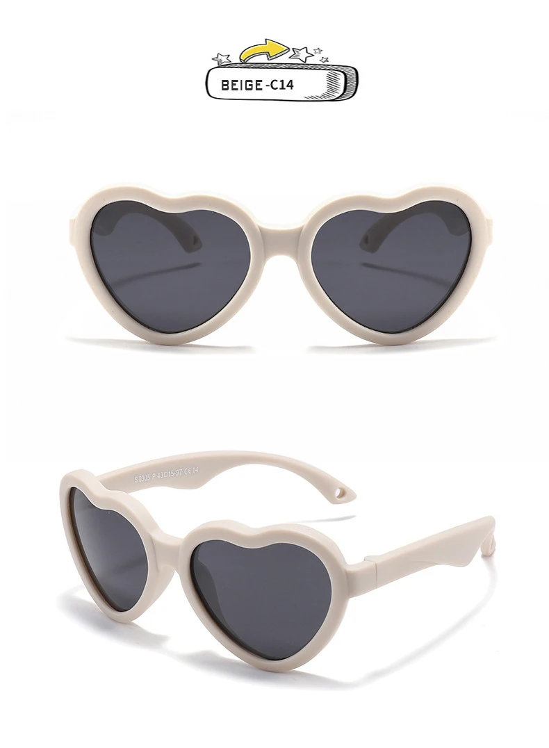 Fashion Heart Shaped Sunglasses Baby Girl Polarized UV Protection Toddler Shades 0-24 Months