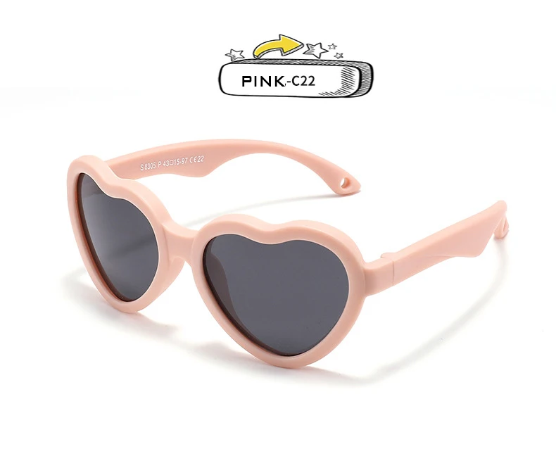 Fashion Heart Shaped Sunglasses Baby Girl Polarized UV Protection Toddler Shades 0-24 Months