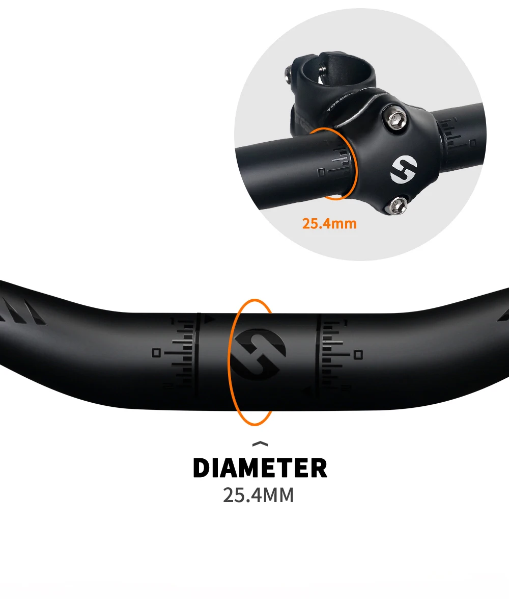TOSEEK Carbon Handlebar for Stem 25.4mm Handle Bar Folding MTB Kids' Bike Parts Bicycle Bars Matt Black